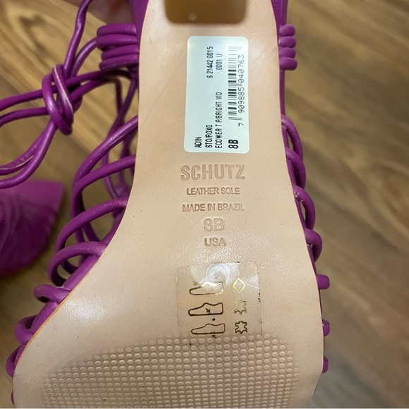 NEW SCHUTZ Adin Leather Lace Up Heel Sandals Size 8B - Picture 5 of 8